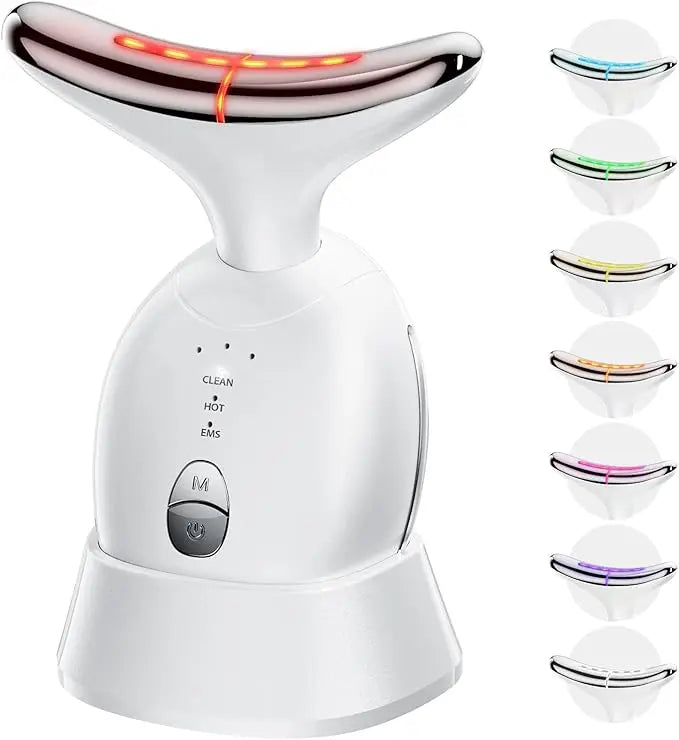 Facial and neck massager: women's red light therapy, skin lifting beauty device, 7-in-1 LED facial sculpting tool, suitable for