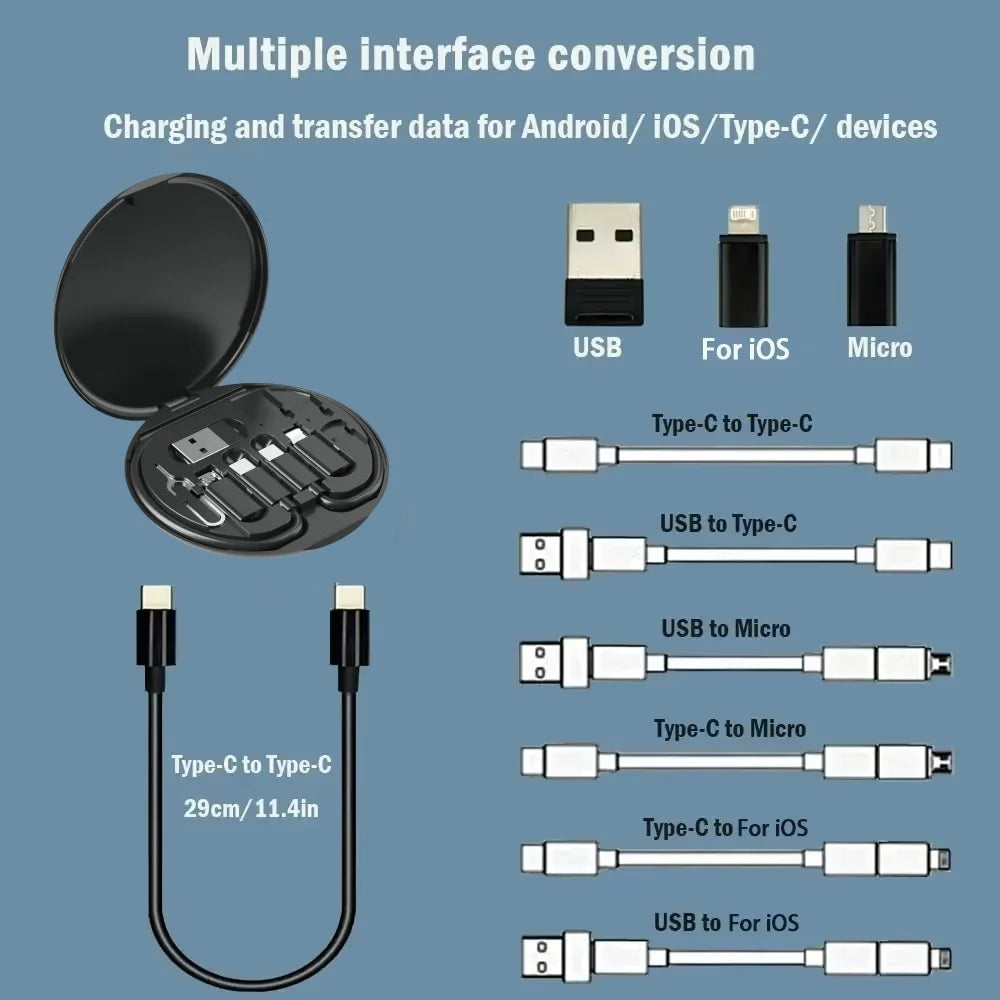 Multi USB Type C to C 60W Charging Adapter Cable Kit USB C to Lighting Conversion Set USB A & Type C to Micro/Lighting/Type C