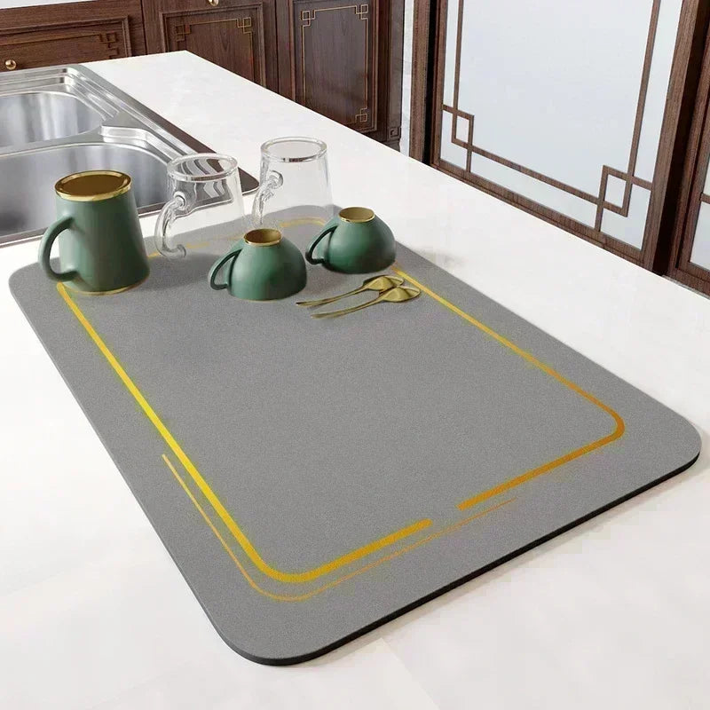 Napa Skin Drain Mat Kitchen Rubber Dish Drying Pad Super Absorbent Drainer Mats Tableware Bottle Rug Kitchen Dinnerware Placemat