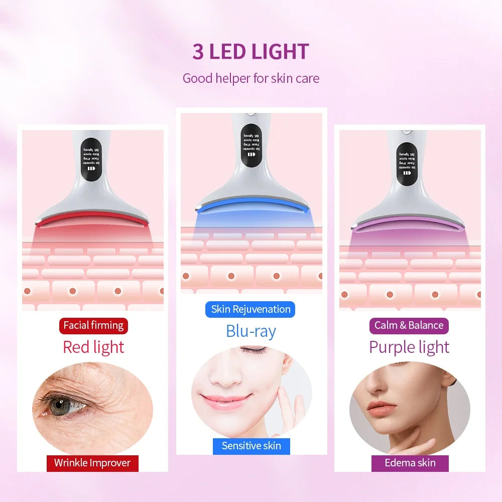 Neck Face Lifting Massager Face V Line Chin Lift Up Double Chin Remover Anti Neck Wrinkle 3 Colors LED Facial Neck Beauty Device