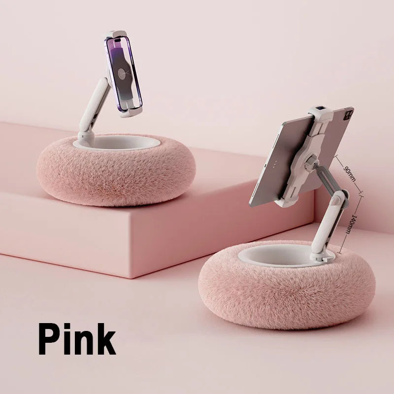 New 2025 Plush Pillow Phone Tablet Bracket Desktop Stand Adjustable Length Angle For Live Straming Video Chat Lazy Tablet Holder