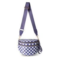 DOYOGI Black and White Checkered Spacious Bum Bag Crossbody Bags for Women Nylon Travel essentials Shoulder Bag Lady Light Bag