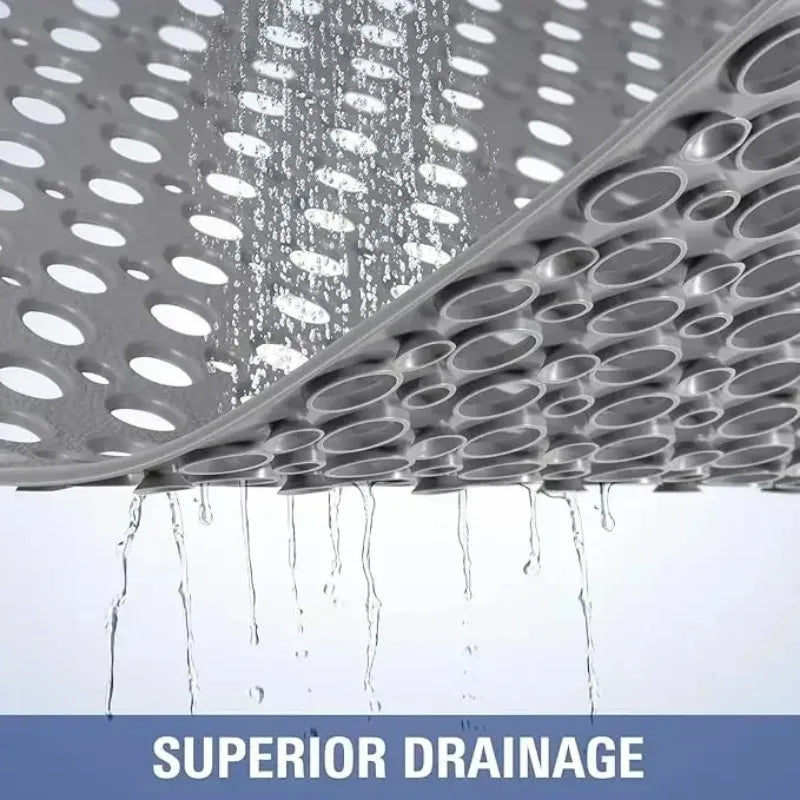Square Non-slip Bathroom Mat with Suction Cup and Round Hole Design Shower Anti-fall Household Shower Massage Quick Drainage Mat