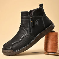 New Mens Genuine Leather Shoes Luxury Slip on Shoe Handmade Ankle Boots Comfortable Winter Fashion Mid Cut Handmade Zipper Shoes