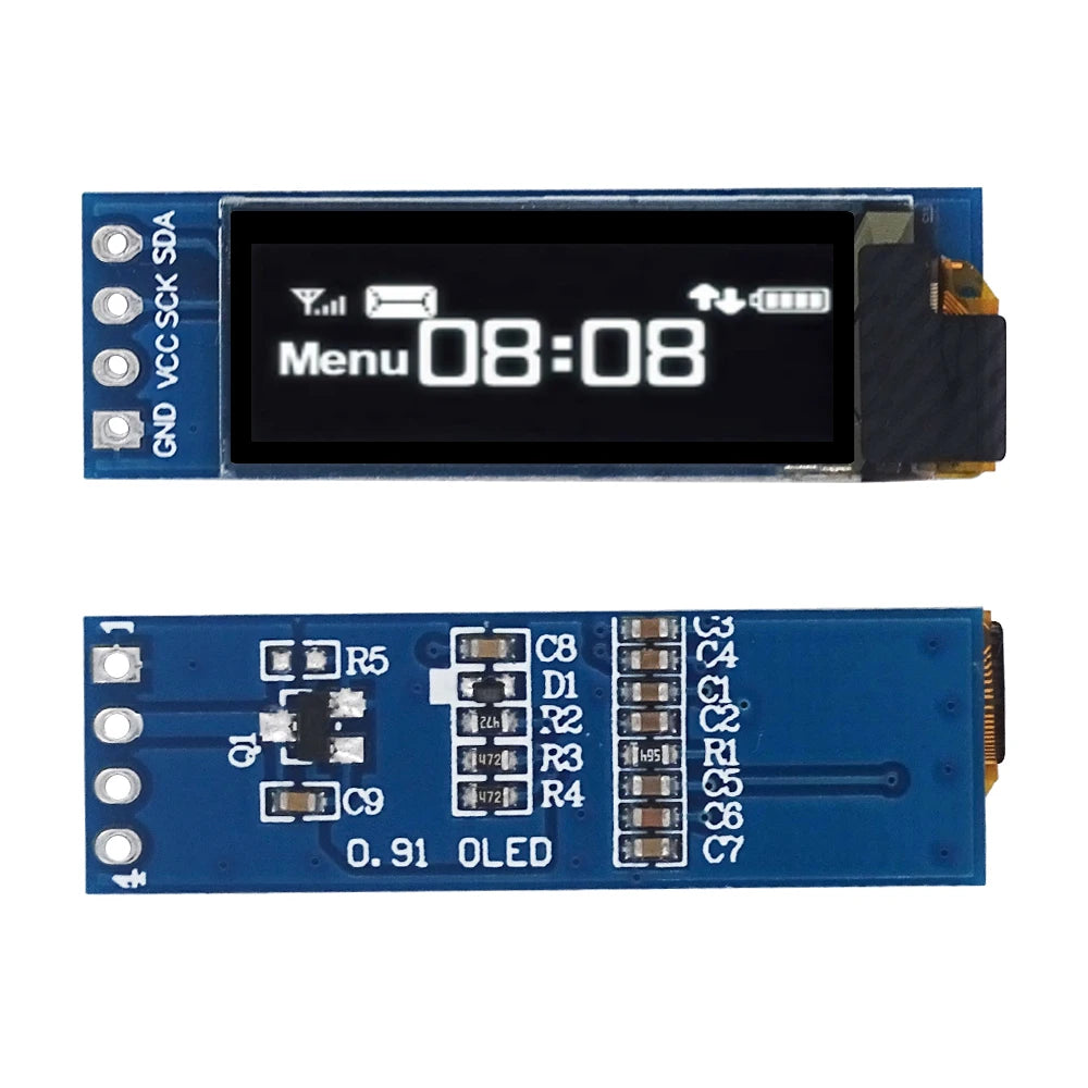I2C OLED Display Module 0.91 Inch I2C SSD1306 OLED Display Module White / BLUE I2C OLED Screen Driver DC 3.3V~5V for Arduino