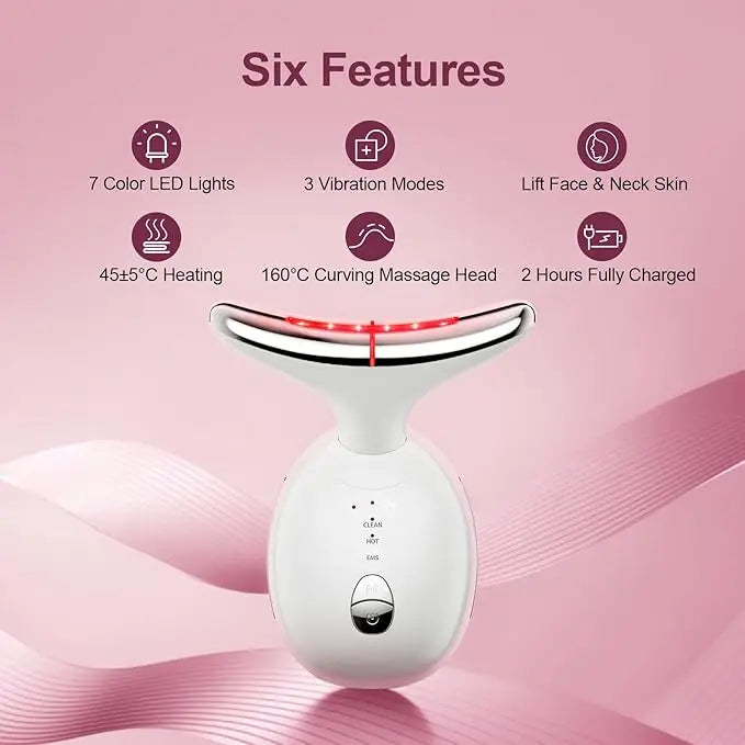 Facial and neck massager: women's red light therapy, skin lifting beauty device, 7-in-1 LED facial sculpting tool, suitable for