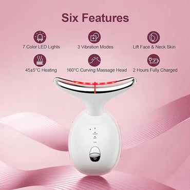 Facial and neck massager: women's red light therapy, skin lifting beauty device, 7-in-1 LED facial sculpting tool, suitable for