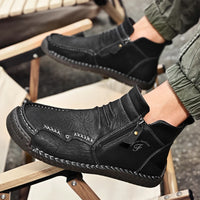 New Mens Genuine Leather Shoes Luxury Slip on Shoe Handmade Ankle Boots Comfortable Winter Fashion Mid Cut Handmade Zipper Shoes