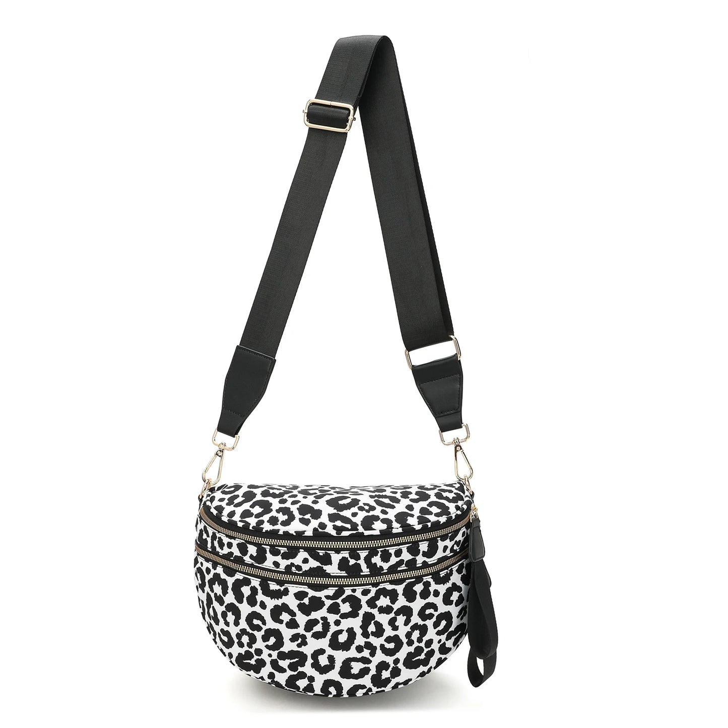 DOYOGI Black and White Checkered Spacious Bum Bag Crossbody Bags for Women Nylon Travel essentials Shoulder Bag Lady Light Bag