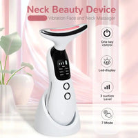 Neck Facial Massager Face Sculpting Tool with Rechargeable Base Microcurrent Beauty Device 7 Color LED Vibration for Skin Care