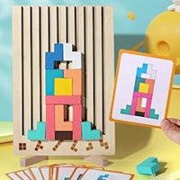 Wooden Puzzle Toy Stacking Game for Family Gathering Activity Brain Teaser STEM for Kids Adults Montessori Educational Sensory