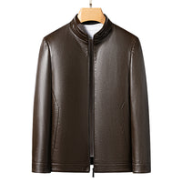High Quality Leather Jacket Men's Stand Collar Coat