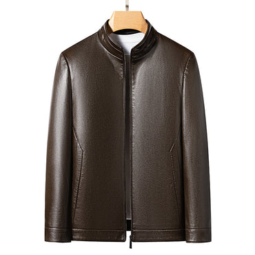 High Quality Leather Jacket Men's Stand Collar Coat