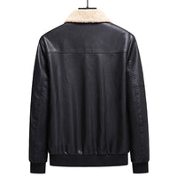 Slim Fit Handsome Workwear Motorcycle Jacket Men's Leather Coat