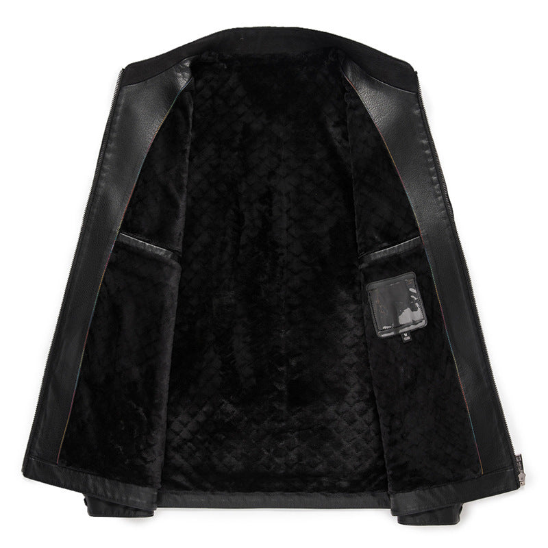 High Quality Leather Jacket Men's Stand Collar Coat