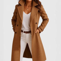 Women's Autumn And Winter New Solid Color Polo Collar Mid-length Woolen Coat