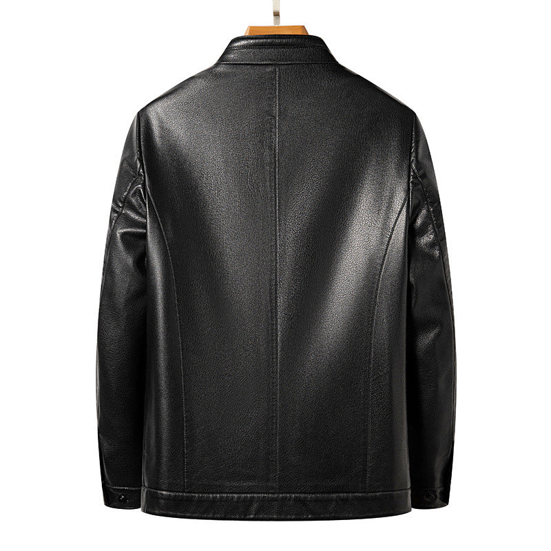 High Quality Leather Jacket Men's Stand Collar Coat